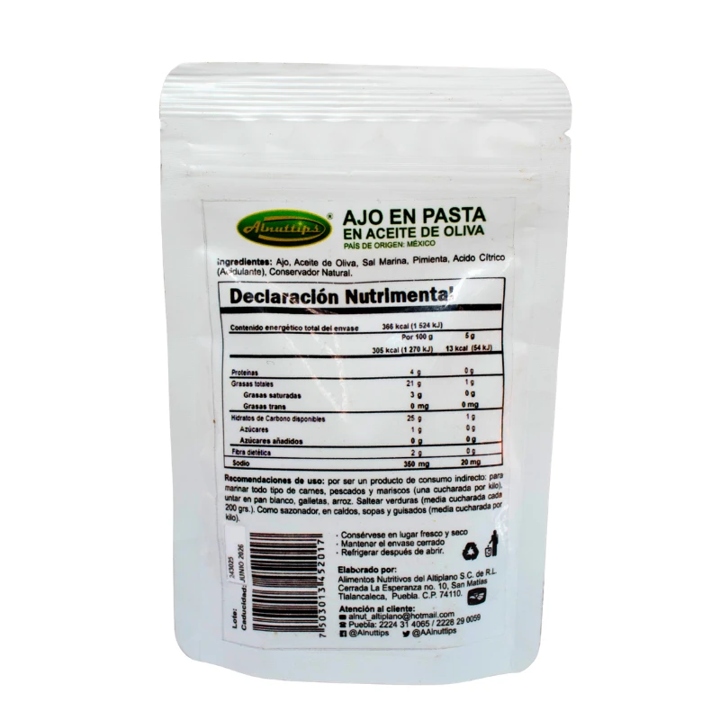 Pasta de Ajo con Aceite de Oliva | Alnuttips 120g - Image 2
